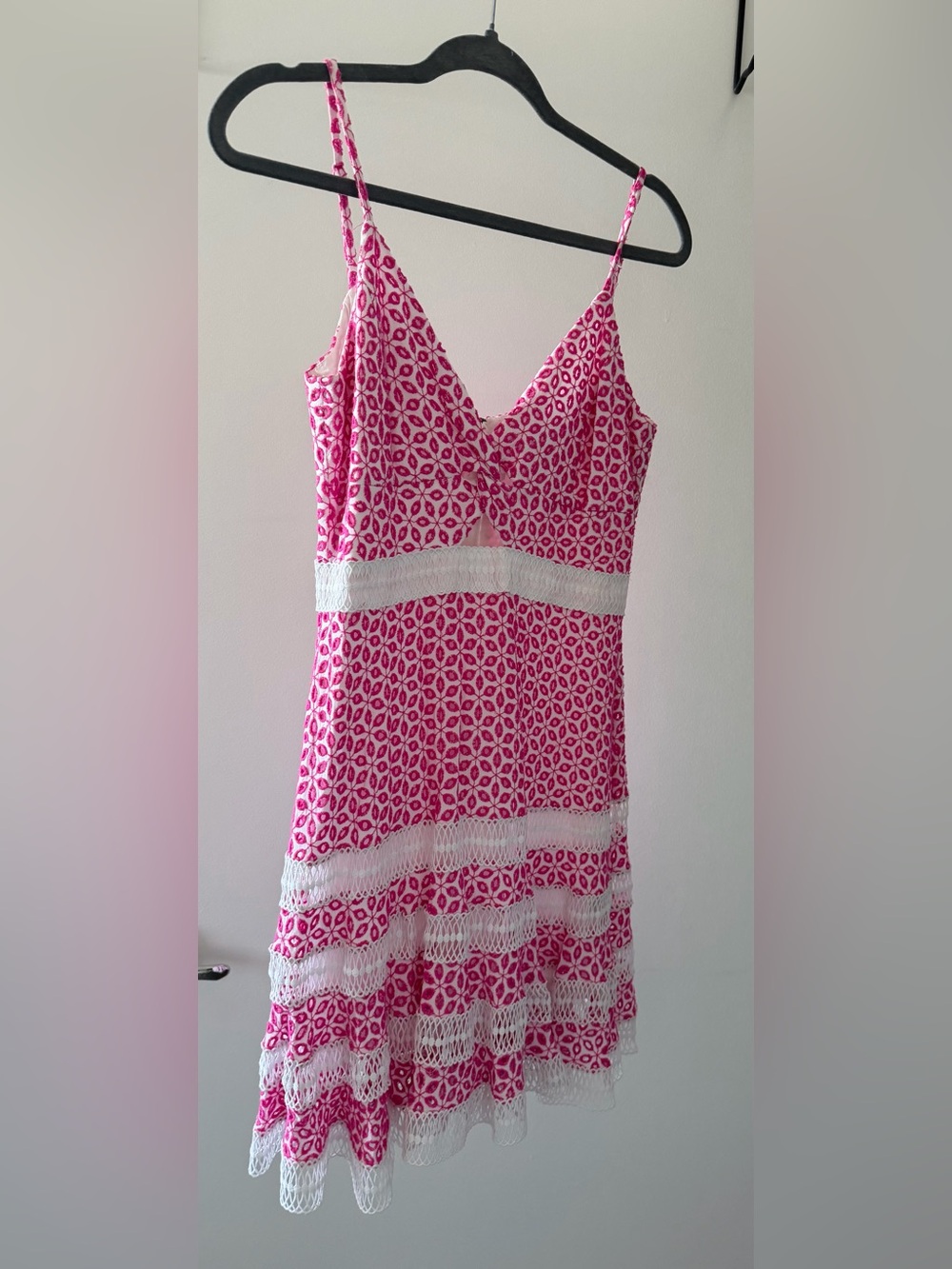 Bardot White Dress with Hot Pink Embroidery